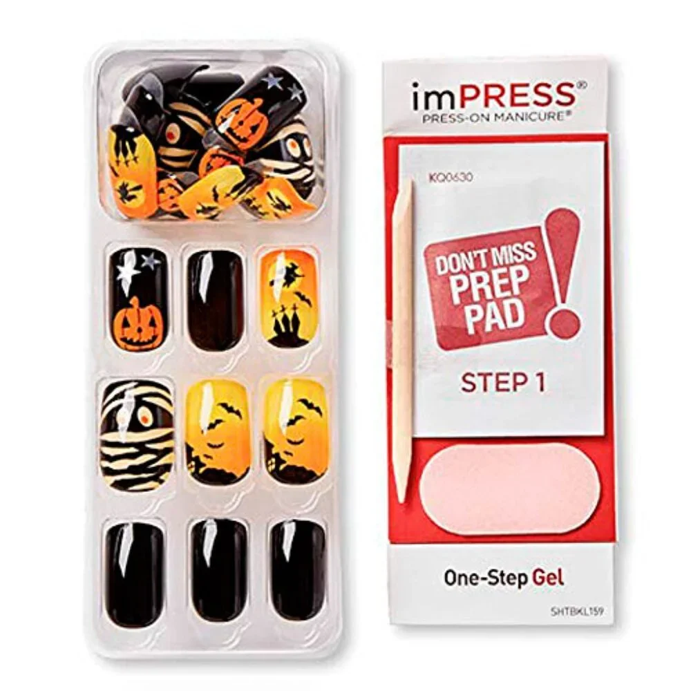 KISS ImPRESS Design Halloween Nails Medium Length - Abandoned